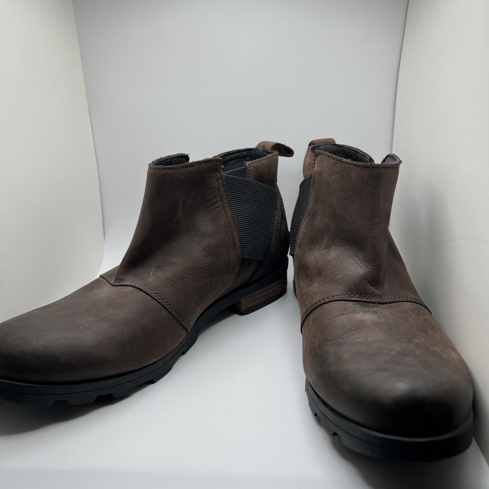 Sorel Emilie Chelsea Ankle Boots Brown Leather Womens 9.5 NL2671-908